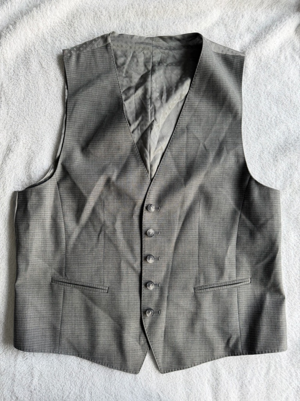 Boss Hugo Boss Gray Dress Waistcoat Vest - Classic Five-Button Style Med 38R/48